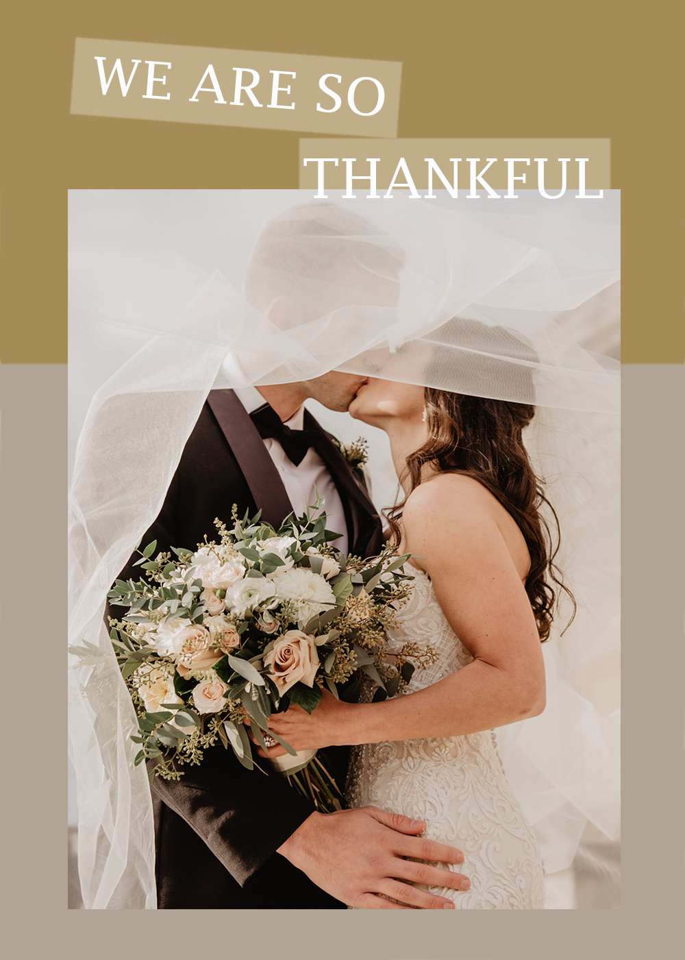 Couple kissing and message expressing gratitude